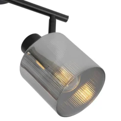 QAZQA Deckenstrahler|Aufbaustrahler*Deckenstrahler schwarz mit Rauchglas 2-flammig verstellbar - Laura