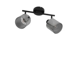 QAZQA Deckenstrahler|Aufbaustrahler*Deckenstrahler schwarz mit Rauchglas 2-flammig verstellbar - Laura