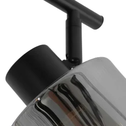 QAZQA Deckenstrahler|Aufbaustrahler*Deckenstrahler schwarz mit Rauchglas 2-flammig verstellbar - Laura