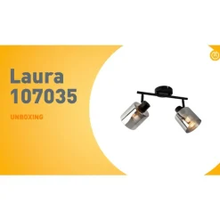 QAZQA Deckenstrahler|Aufbaustrahler*Deckenstrahler schwarz mit Rauchglas 2-flammig verstellbar - Laura