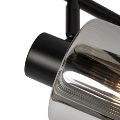 QAZQA Schlafzimmerlampen|Küchenlampen*Deckenstrahler schwarz mit Rauchglas 4-flammig verstellbar - Laura