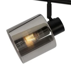 QAZQA Schlafzimmerlampen|Küchenlampen*Deckenstrahler schwarz mit Rauchglas 4-flammig verstellbar - Laura