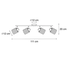 QAZQA Schlafzimmerlampen|Küchenlampen*Deckenstrahler schwarz mit Rauchglas 4-flammig verstellbar - Laura