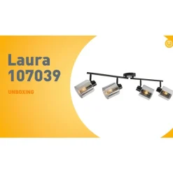 QAZQA Schlafzimmerlampen|Küchenlampen*Deckenstrahler schwarz mit Rauchglas 4-flammig verstellbar - Laura