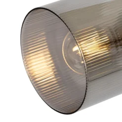 QAZQA Schlafzimmerlampen|Küchenlampen*Deckenstrahler schwarz mit Rauchglas 4-flammig verstellbar - Laura