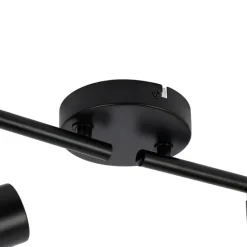 QAZQA Schlafzimmerlampen|Küchenlampen*Deckenstrahler schwarz mit Rauchglas 4-flammig verstellbar - Laura