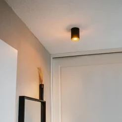 QAZQA Deckenstrahler|Aufbaustrahler*Deckenstrahler schwarz mit gold dreh- und schwenkbar - Rondoo up