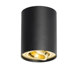 QAZQA Deckenstrahler|Aufbaustrahler*Deckenstrahler schwarz mit gold dreh- und schwenkbar - Rondoo up