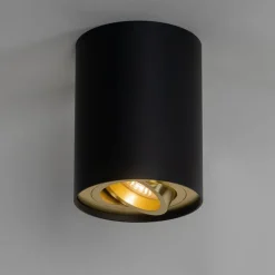 QAZQA Deckenstrahler|Aufbaustrahler*Deckenstrahler schwarz mit gold dreh- und schwenkbar - Rondoo up