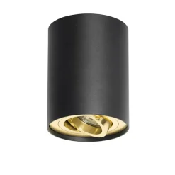 QAZQA Deckenstrahler|Aufbaustrahler*Deckenstrahler schwarz mit gold dreh- und schwenkbar - Rondoo up
