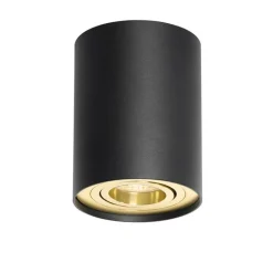 QAZQA Deckenstrahler|Aufbaustrahler*Deckenstrahler schwarz mit gold dreh- und schwenkbar - Rondoo up