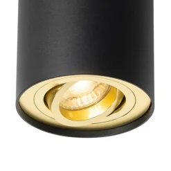 QAZQA Deckenstrahler|Aufbaustrahler*Deckenstrahler schwarz mit gold dreh- und schwenkbar - Rondoo up