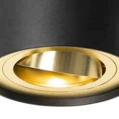 QAZQA Deckenstrahler|Aufbaustrahler*Deckenstrahler schwarz mit gold dreh- und schwenkbar - Rondoo up