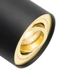 QAZQA Deckenstrahler|Aufbaustrahler*Deckenstrahler schwarz mit gold dreh- und schwenkbar - Rondoo up