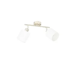 QAZQA Deckenstrahler|Aufbaustrahler*Deckenstrahler Stahl mit weißem Schirm 2-Licht verstellbar - Hetta