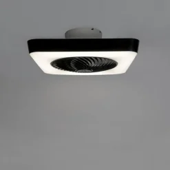 QAZQA Deckenventilator Mit Licht|Schlafzimmerlampen*Deckenventilator eckig schwarz inkl. LED dimmbar - Climo