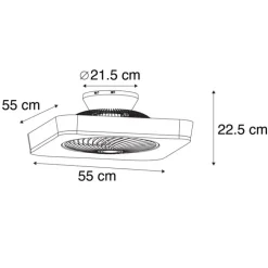 QAZQA Deckenventilator Mit Licht|Schlafzimmerlampen*Deckenventilator eckig schwarz inkl. LED dimmbar - Climo