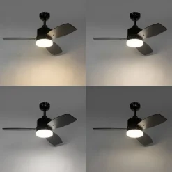 QAZQA Gartenbeleuchtung|Led-Außenleuchten*Deckenventilator für Außenbereich schwarz 91,3 cm inkl. LED Dimmbar mit Fernbedienung IP44 - Toledo