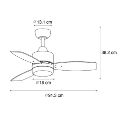 QAZQA Gartenbeleuchtung|Led-Außenleuchten*Deckenventilator für Außenbereich schwarz 91,3 cm inkl. LED Dimmbar mit Fernbedienung IP44 - Toledo