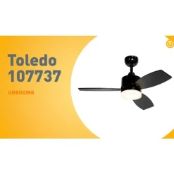QAZQA Gartenbeleuchtung|Led-Außenleuchten*Deckenventilator für Außenbereich schwarz 91,3 cm inkl. LED Dimmbar mit Fernbedienung IP44 - Toledo