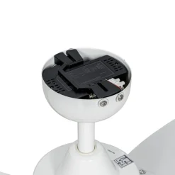 QAZQA Led-Außenleuchten|Wohnzimmerlampen*Deckenventilator für Außenbereich weiß mit Holzaufdruck 91,3 cm inkl. LED Dimmbar mit Fernbedienung IP44 - Toledo