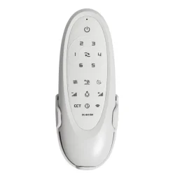 QAZQA Led-Außenleuchten|Wohnzimmerlampen*Deckenventilator für Außenbereich weiß mit Holzaufdruck 91,3 cm inkl. LED Dimmbar mit Fernbedienung IP44 - Toledo