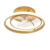 QAZQA Deckenventilator Mit Licht|Wohnzimmerlampen*Deckenventilator Gold 46,5 cm inkl. LED mit Fernbedienung - Kees