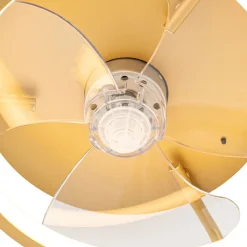 QAZQA Deckenventilator Mit Licht|Wohnzimmerlampen*Deckenventilator Gold 46,5 cm inkl. LED mit Fernbedienung - Kees