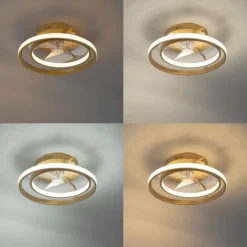 QAZQA Deckenventilator Mit Licht|Wohnzimmerlampen*Deckenventilator Gold 46,5 cm inkl. LED mit Fernbedienung - Kees