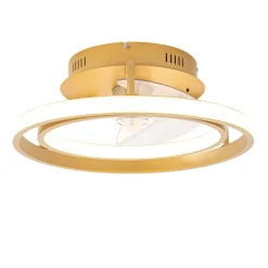 QAZQA Deckenventilator Mit Licht|Wohnzimmerlampen*Deckenventilator Gold 46,5 cm inkl. LED mit Fernbedienung - Kees