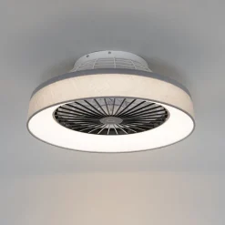 QAZQA Deckenventilator Mit Licht|Wohnzimmerlampen*Deckenventilator grau mit Sterneffekt 47cm inkl. LED Dimmbar mit Fernbedienung - Emily