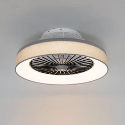 QAZQA Deckenventilator Mit Licht|Wohnzimmerlampen*Deckenventilator grau mit Sterneffekt 47cm inkl. LED Dimmbar mit Fernbedienung - Emily