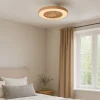 QAZQA Schlafzimmerlampen|Küchenlampen*Deckenventilator Holzoptik mit Sterneffekt 60cm inkl. LED Dimmbar mit Fernbedienung - Climo