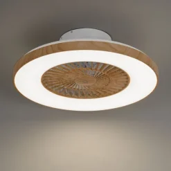 QAZQA Schlafzimmerlampen|Küchenlampen*Deckenventilator Holzoptik mit Sterneffekt 60cm inkl. LED Dimmbar mit Fernbedienung - Climo