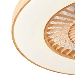 QAZQA Schlafzimmerlampen|Küchenlampen*Deckenventilator Holzoptik mit Sterneffekt 60cm inkl. LED Dimmbar mit Fernbedienung - Climo