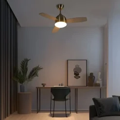 QAZQA Schlafzimmerlampen|Küchenlampen*Deckenventilator Messing 96cm mit Fernbedienung - Rotar