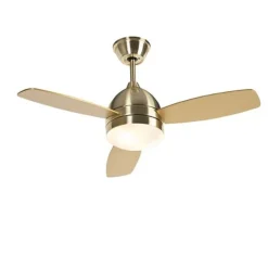 QAZQA Schlafzimmerlampen|Küchenlampen*Deckenventilator Messing 96cm mit Fernbedienung - Rotar