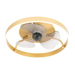 QAZQA Deckenventilator Mit Licht|Wohnzimmerlampen*Deckenventilator Messing 50cm inkl. LED Dimmbar mit Fernbedienung - Maddy