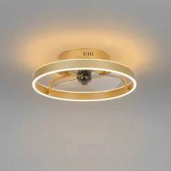 QAZQA Deckenventilator Mit Licht|Wohnzimmerlampen*Deckenventilator Messing 50cm inkl. LED Dimmbar mit Fernbedienung - Maddy