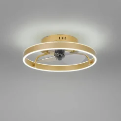 QAZQA Deckenventilator Mit Licht|Wohnzimmerlampen*Deckenventilator Messing 50cm inkl. LED Dimmbar mit Fernbedienung - Maddy