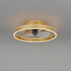 QAZQA Deckenventilator Mit Licht|Wohnzimmerlampen*Deckenventilator Messing 50cm inkl. LED Dimmbar mit Fernbedienung - Maddy