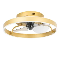 QAZQA Deckenventilator Mit Licht|Wohnzimmerlampen*Deckenventilator Messing 50cm inkl. LED Dimmbar mit Fernbedienung - Maddy