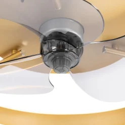 QAZQA Deckenventilator Mit Licht|Wohnzimmerlampen*Deckenventilator Messing 50cm inkl. LED Dimmbar mit Fernbedienung - Maddy