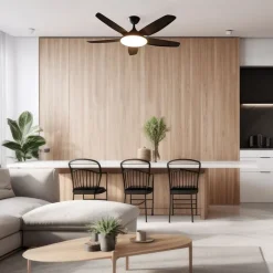 QAZQA Deckenventilator Mit Licht|Wohnzimmerlampen*Deckenventilator schwarz 130cm inkl. LED Dimmbar mit Fernbedienung - Vifte