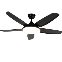 QAZQA Deckenventilator Mit Licht|Wohnzimmerlampen*Deckenventilator schwarz 130cm inkl. LED Dimmbar mit Fernbedienung - Vifte