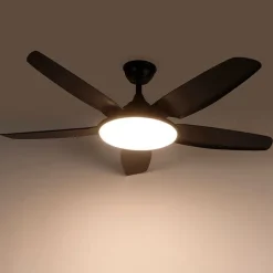 QAZQA Deckenventilator Mit Licht|Wohnzimmerlampen*Deckenventilator schwarz 130cm inkl. LED Dimmbar mit Fernbedienung - Vifte