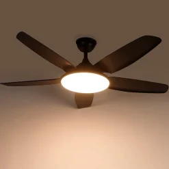 QAZQA Deckenventilator Mit Licht|Wohnzimmerlampen*Deckenventilator schwarz 130cm inkl. LED Dimmbar mit Fernbedienung - Vifte