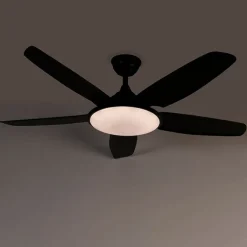 QAZQA Deckenventilator Mit Licht|Wohnzimmerlampen*Deckenventilator schwarz 130cm inkl. LED Dimmbar mit Fernbedienung - Vifte