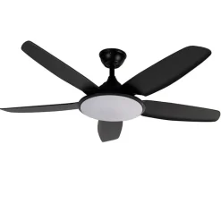 QAZQA Deckenventilator Mit Licht|Wohnzimmerlampen*Deckenventilator schwarz 130cm inkl. LED Dimmbar mit Fernbedienung - Vifte