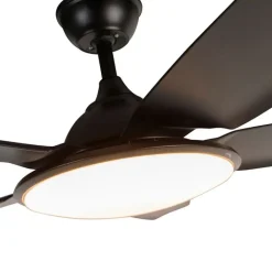 QAZQA Deckenventilator Mit Licht|Wohnzimmerlampen*Deckenventilator schwarz 130cm inkl. LED Dimmbar mit Fernbedienung - Vifte
